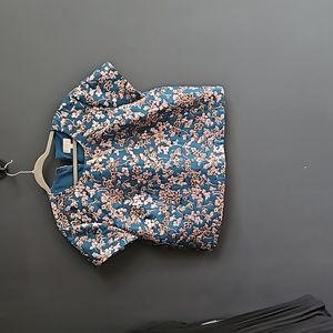 J. Crew top faux silk with metallic floral and Vine pattern